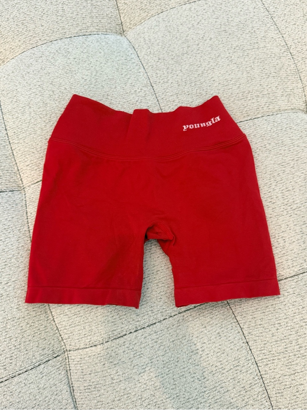 YoungLA Women’s Red V-Back Athletic Shorts Gym Workout Activewear